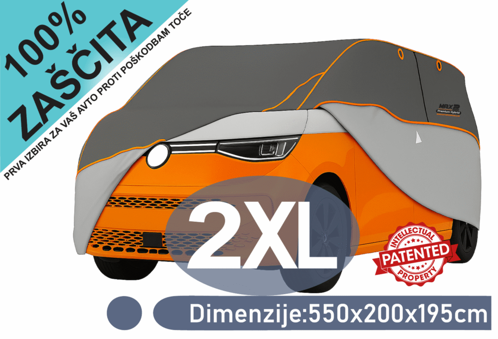 Velikost 2XL avtopokrivala MAX 2 Premium Hybrid za kombi vozila – prikaz mer