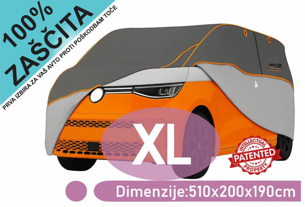 Velikost XL avtopokrivala MAX 2 Premium Hybrid za kombi vozila – prikaz mer