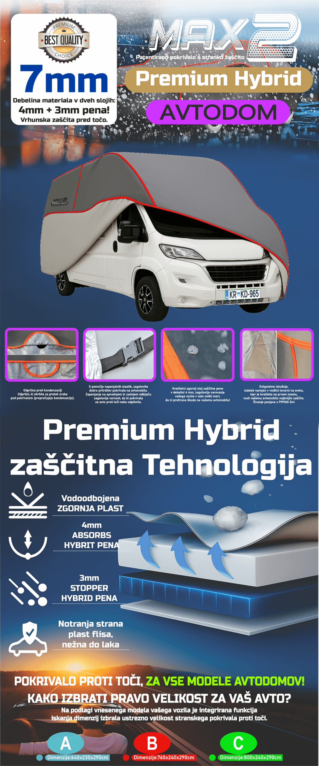 pokrivalo proti toči za adria twin sports avtodom